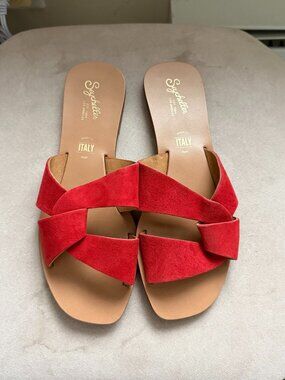 Red suede flats